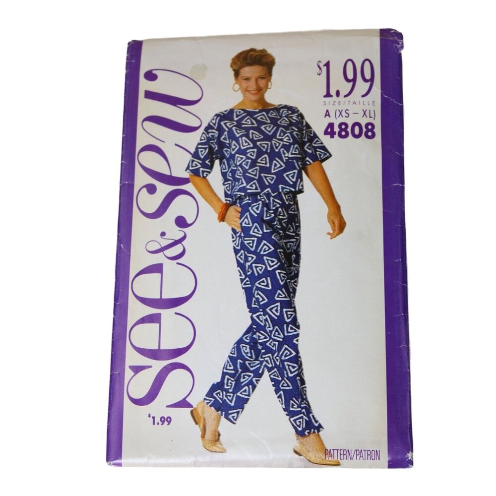 See & Sew Ladies Top & Pants Pattern Size XS S M L XL Cut Vintage 1990 91269